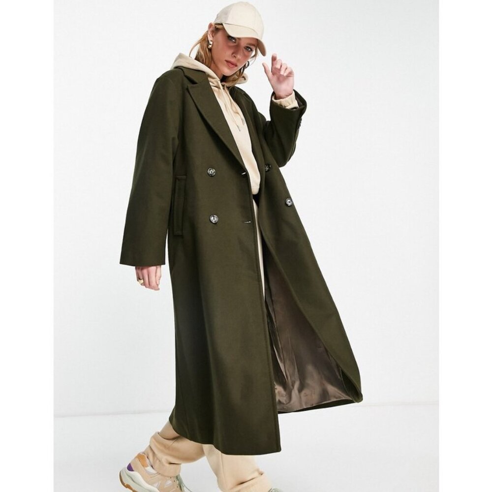 NWT Mango abrigo mersi Wool Coat Khaki XS